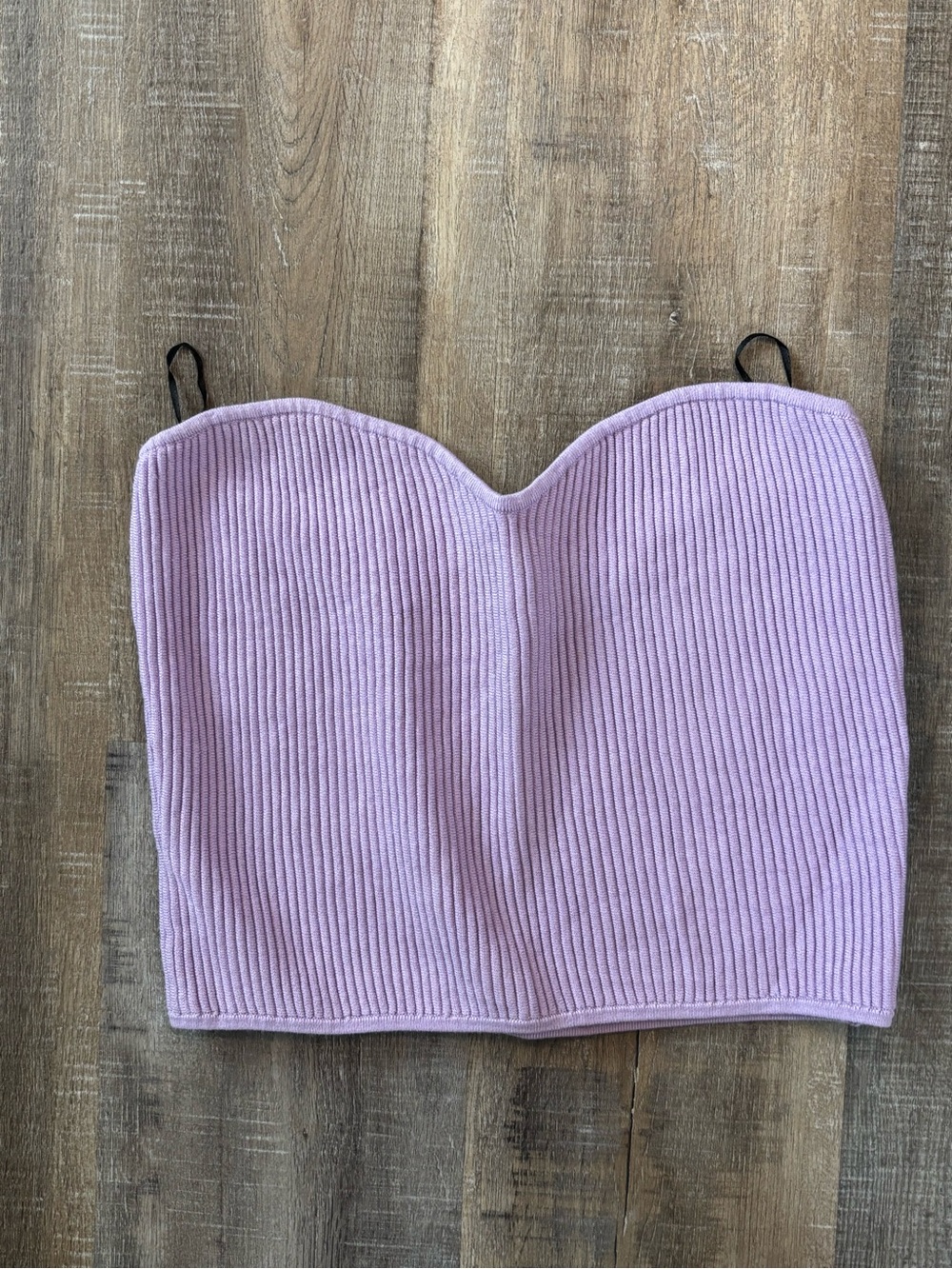 H&M Lilac Ribbed Strapless Sweetheart Top